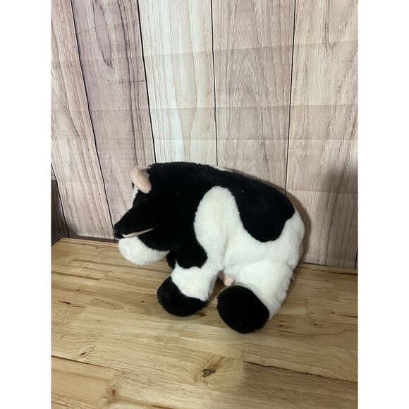 Aurora Cow Plush Stuffed Animal Small Black & White 8" Heavy - Picture 4 of 10